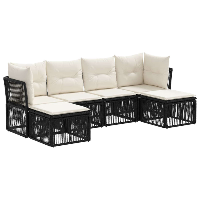 Set de canapele pentru grădină 6 pcs Negru poliratan WALTI