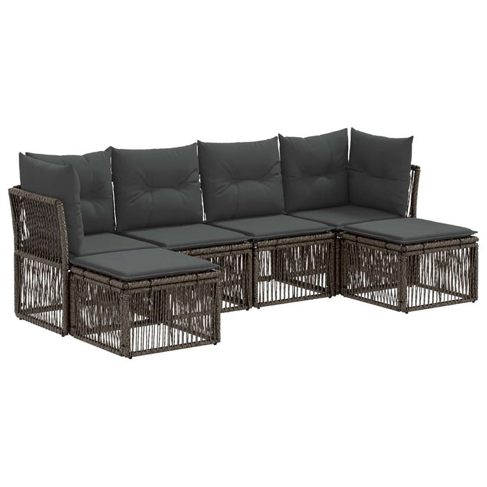 Set de canapele pentru grădină 6 pcs Gri poliratan WALTI