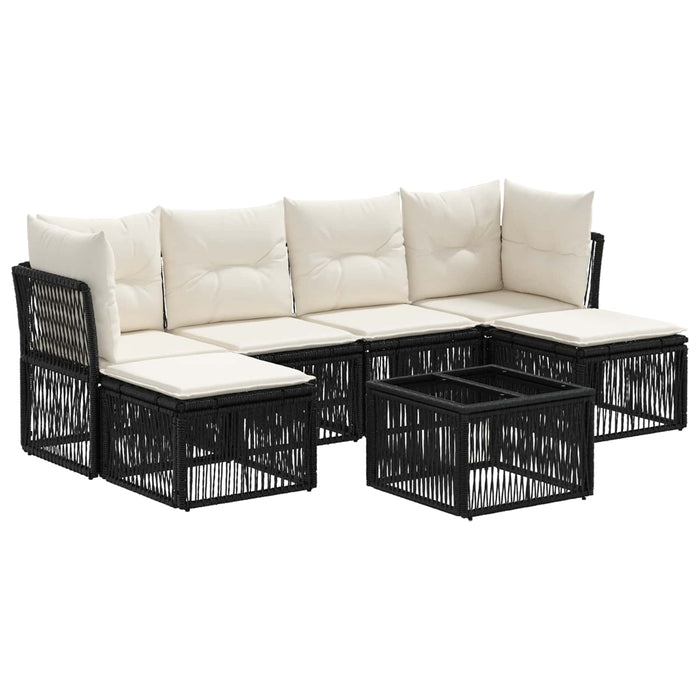 Set de canapele pentru grădină 7 pcs Negru poliratan - WALTI WALTI