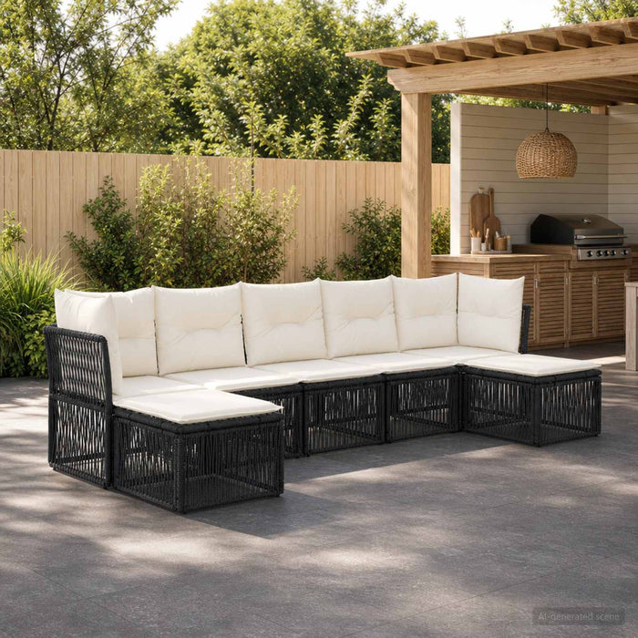 Set de canapele pentru grădină 7 pcs Negru poliratan - WALTI WALTI