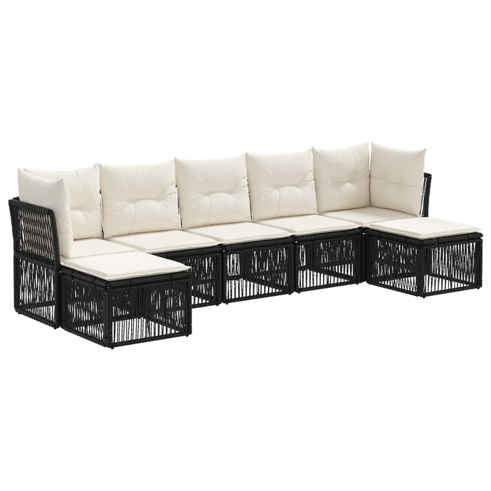 Set de canapele pentru grădină 7 pcs Negru poliratan WALTI