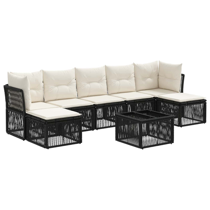 Set de canapele pentru grădină 8 pcs Negru poliratan - WALTI WALTI