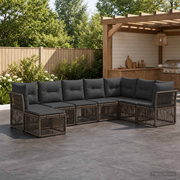 Set de canapele pentru grădină 8 pcs Gri poliratan - WALTI WALTI