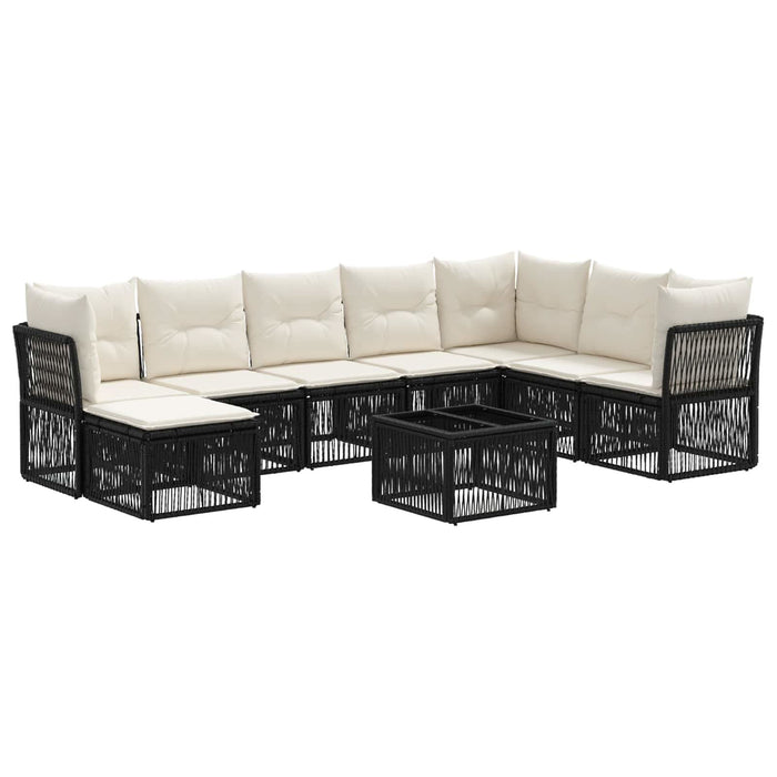 Set de canapele pentru grădină 9 pcs Negru poliratan - WALTI WALTI