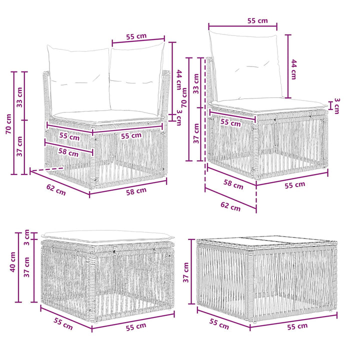 Set de canapele pentru grădină 9 pcs Negru poliratan - WALTI WALTI