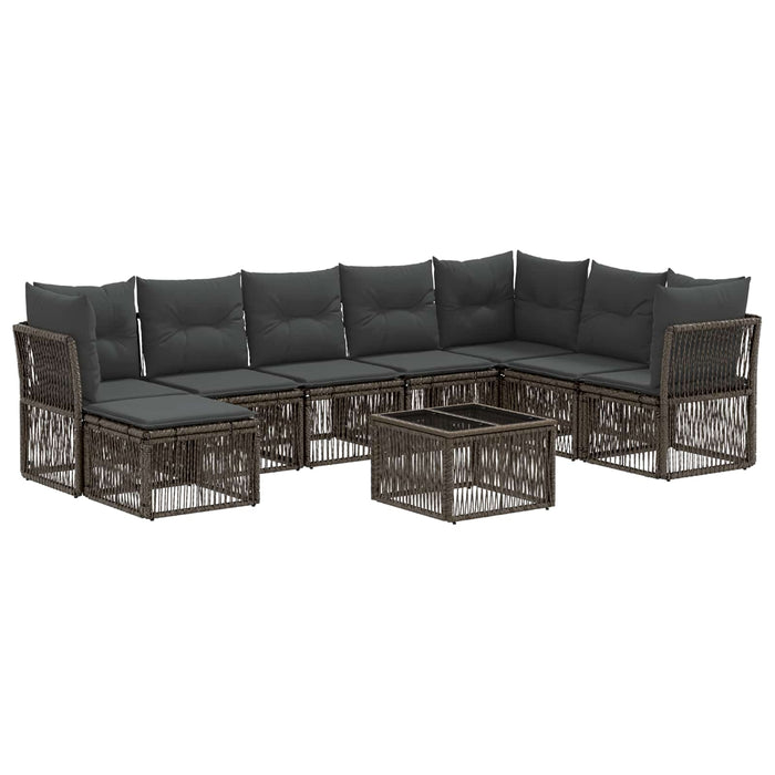 Set de canapele pentru grădină 9 pcs Gri poliratan - WALTI WALTI