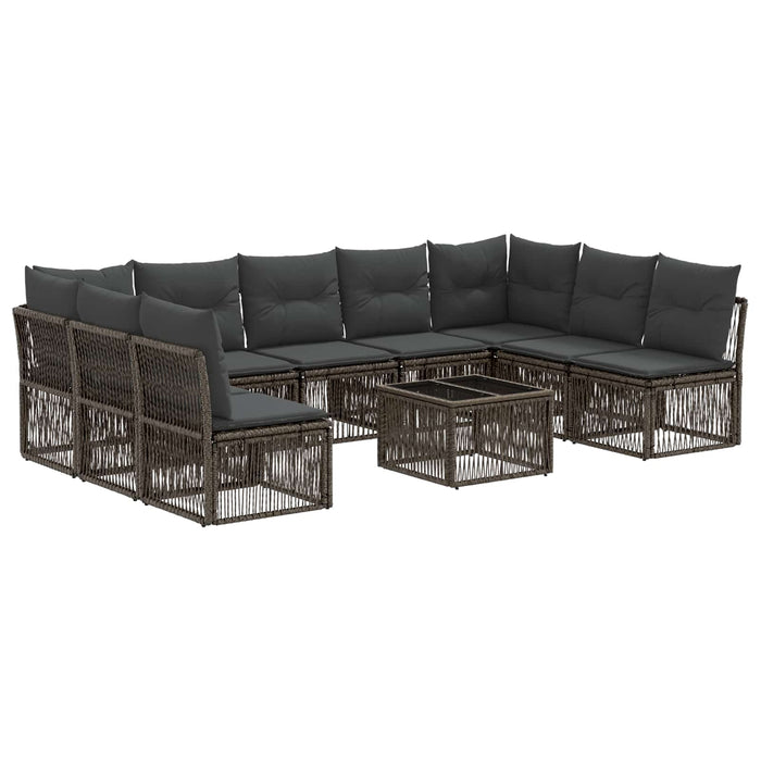 Set de canapele pentru grădină 10 pcs Gri poliratan - WALTI WALTI