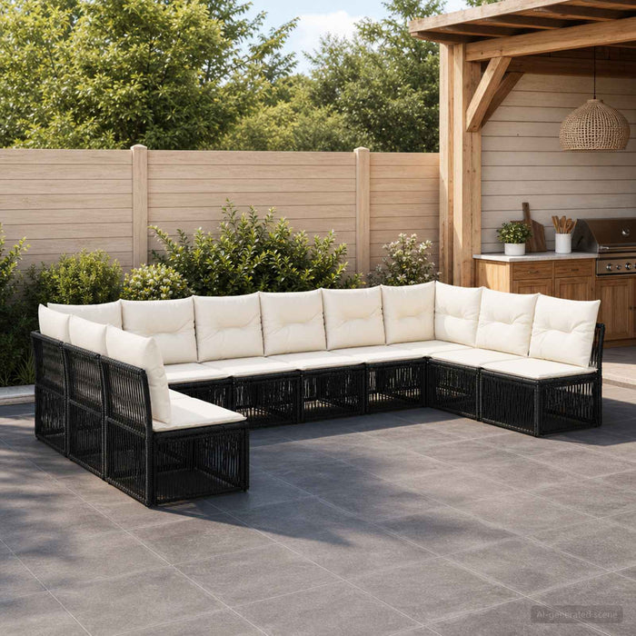 Set de canapele pentru grădină 10 pcs Negru poliratan - WALTI WALTI