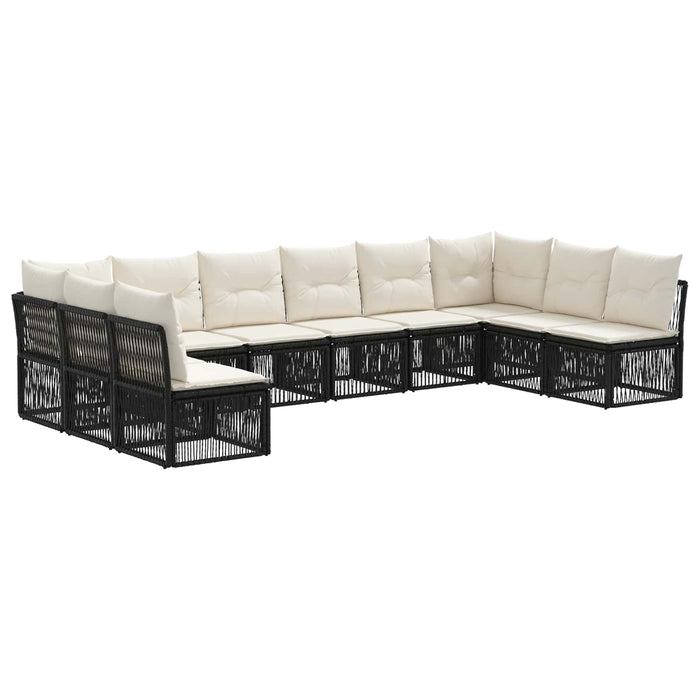 Set de canapele pentru grădină 10 pcs Negru poliratan WALTI
