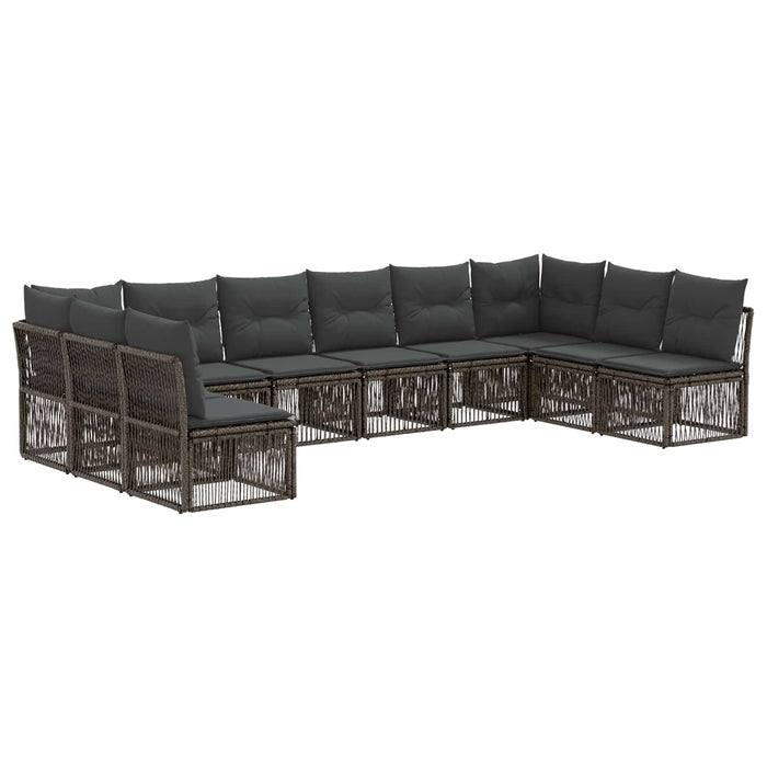 Set de canapele pentru grădină 10 pcs Gri poliratan WALTI