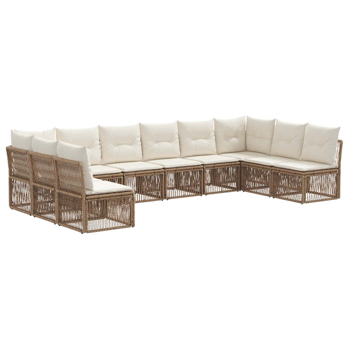 Set de canapele pentru grădină 10 pcs Bej poliratan WALTI