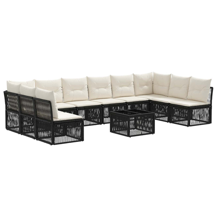 Set de canapele pentru grădină 11 pcs Negru poliratan - WALTI WALTI