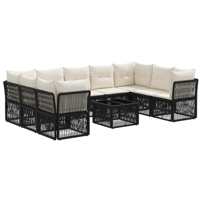 Set de canapele pentru grădină 10 pcs Negru poliratan - WALTI WALTI