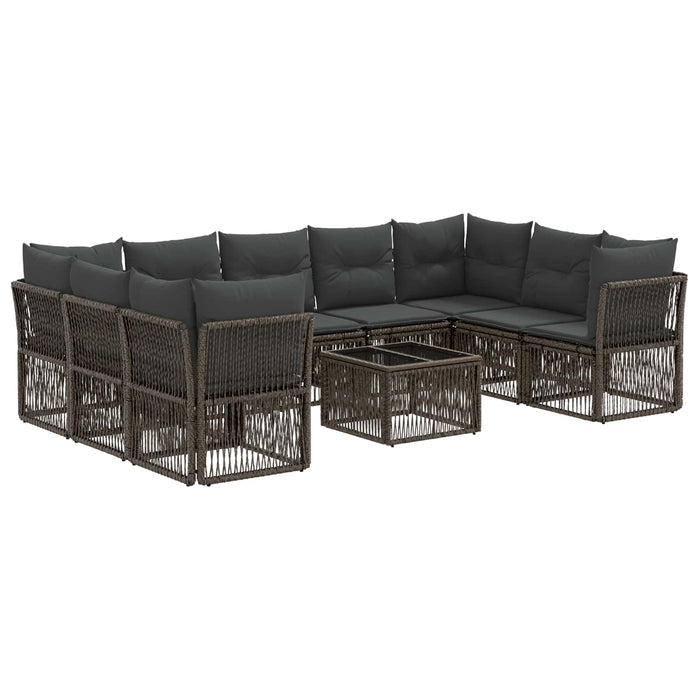 Set de canapele pentru grădină 10 pcs Gri poliratan - WALTI WALTI