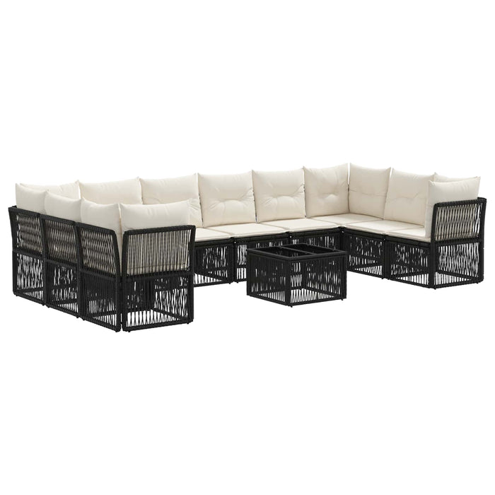 Set de canapele pentru grădină 11 pcs Negru poliratan - WALTI WALTI