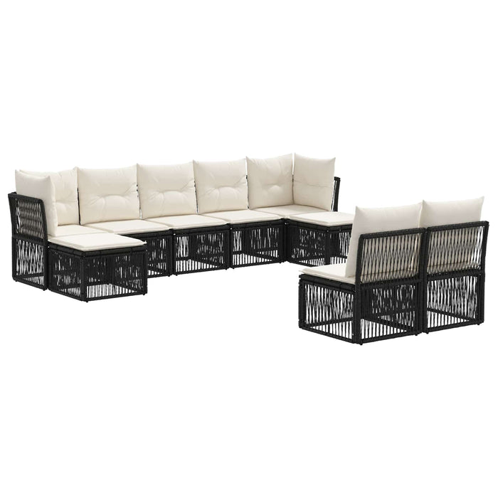 Set de canapele pentru grădină 9 pcs Negru poliratan WALTI