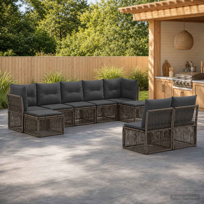 Set de canapele pentru grădină 9 pcs Gri poliratan - WALTI WALTI