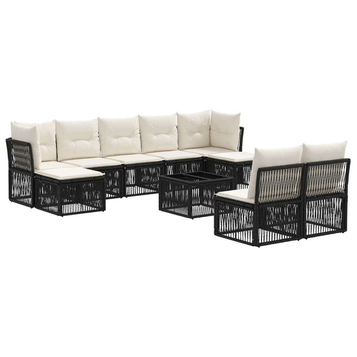 Set de canapele pentru grădină 10 pcs Negru poliratan - WALTI WALTI