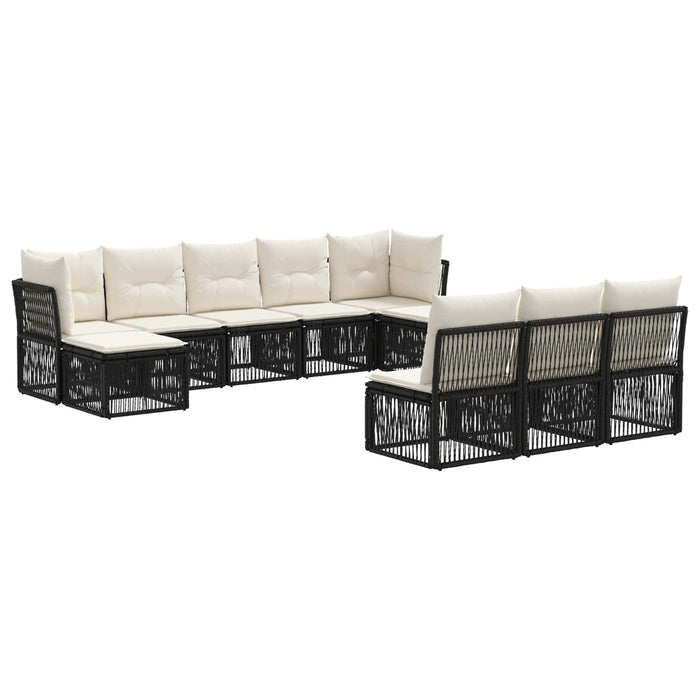 Set de canapele pentru grădină 10 pcs Negru poliratan WALTI