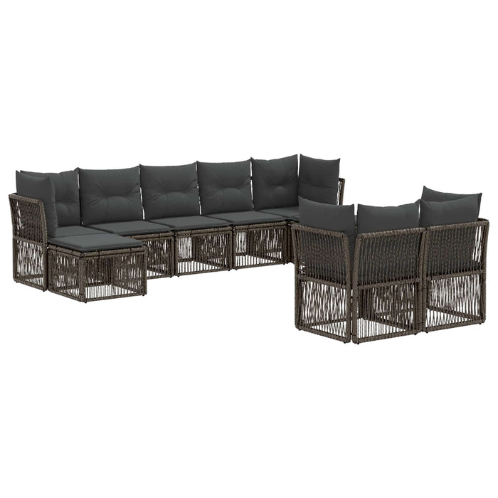 Set de canapele pentru grădină 9 pcs Gri poliratan WALTI