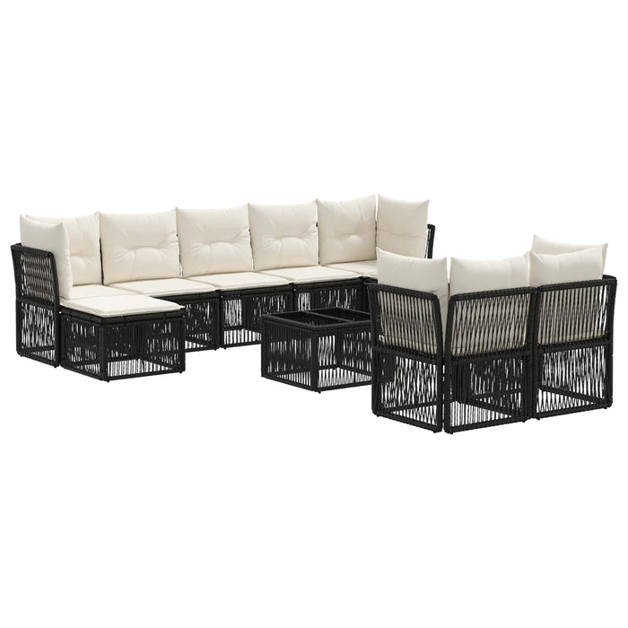 Set de canapele pentru grădină 10 pcs Negru poliratan - WALTI WALTI
