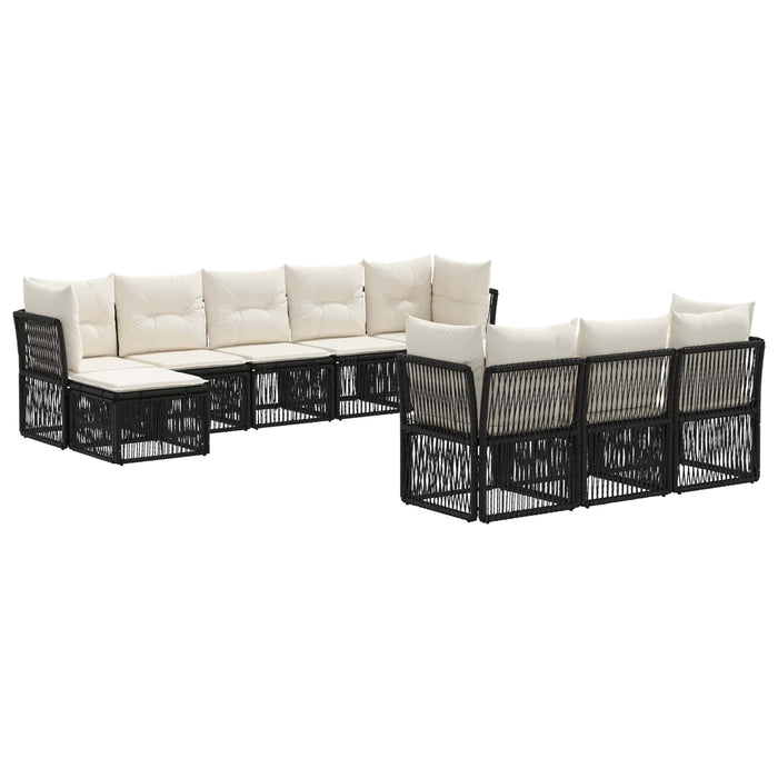 Set de canapele pentru grădină 10 pcs Negru poliratan WALTI