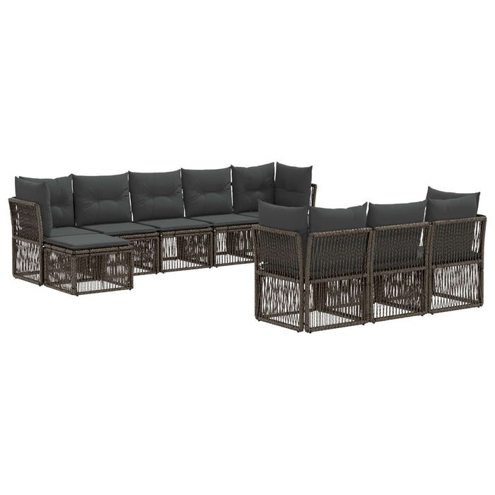 Set de canapele pentru grădină 10 pcs Gri poliratan WALTI
