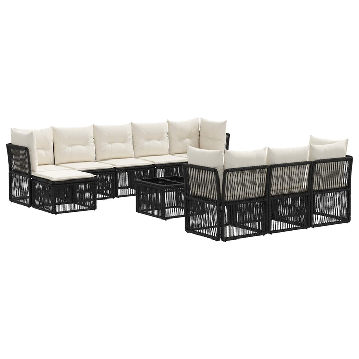 Set de canapele pentru grădină 11 pcs Negru poliratan - WALTI WALTI