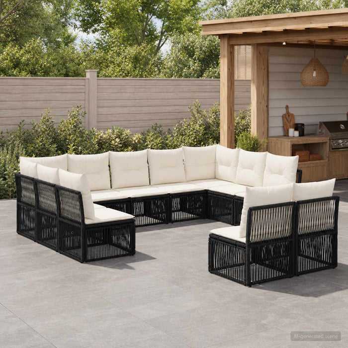 Set de canapele pentru grădină 11 pcs Negru poliratan - WALTI WALTI