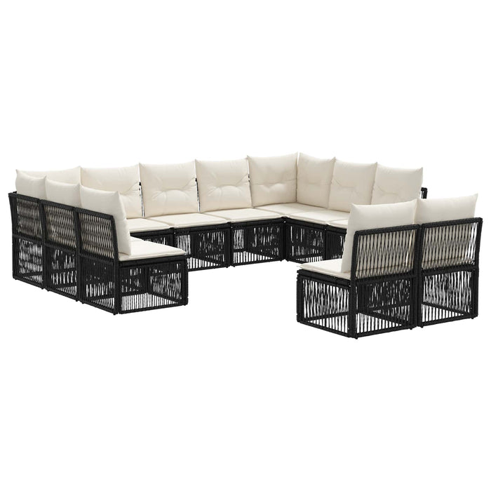 Set de canapele pentru grădină 11 pcs Negru poliratan WALTI