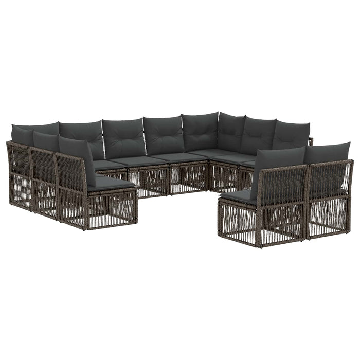 Set de canapele pentru grădină 11 pcs Gri poliratan WALTI
