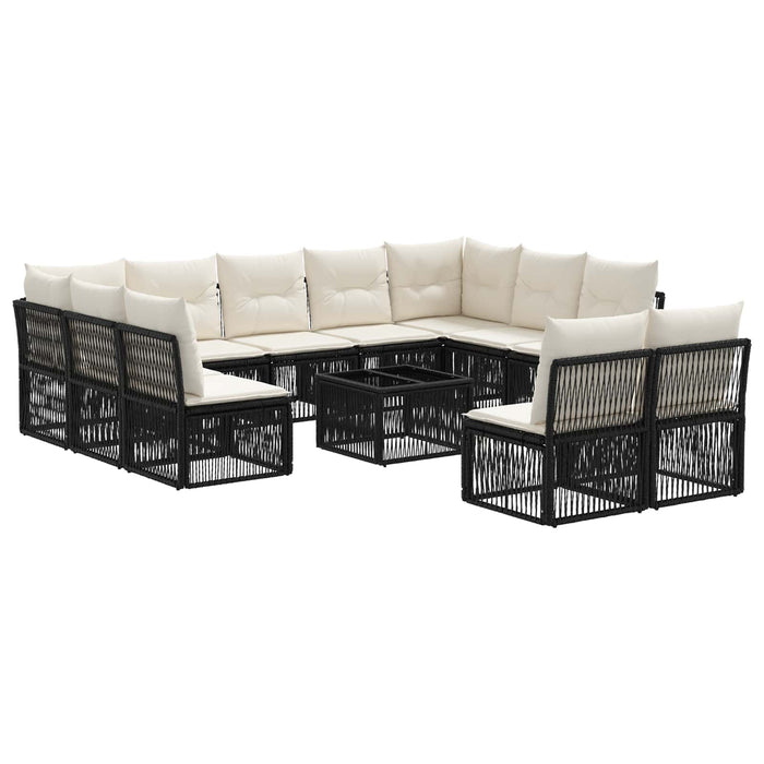 Set de canapele pentru grădină 12 pcs Negru poliratan - WALTI WALTI