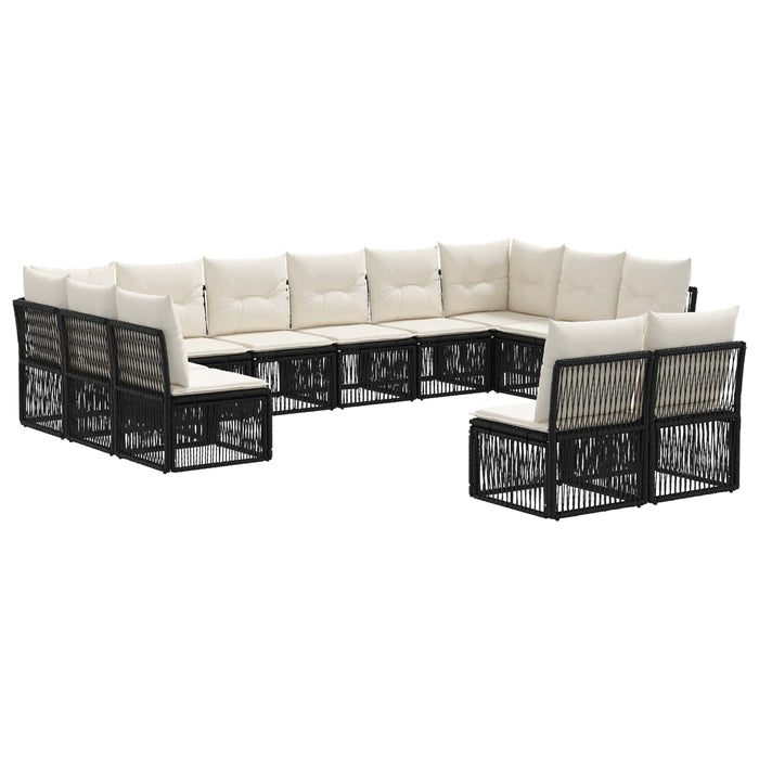Set de canapele pentru grădină 12 pcs Negru poliratan WALTI