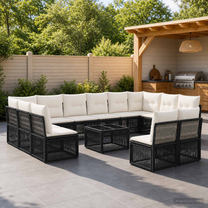 Set de canapele pentru grădină 13 pcs Negru poliratan - WALTI WALTI