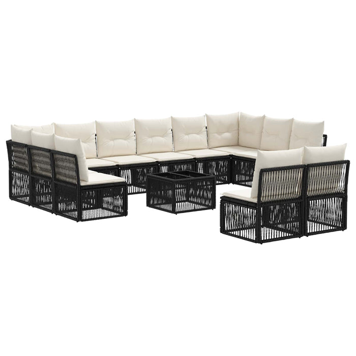 Set de canapele pentru grădină 13 pcs Negru poliratan - WALTI WALTI
