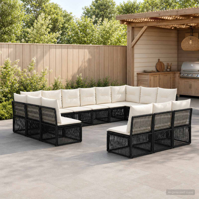 Set de canapele pentru grădină 13 pcs Negru poliratan - WALTI WALTI