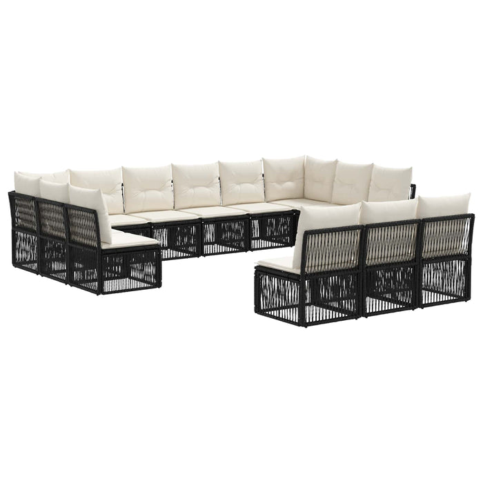 Set de canapele pentru grădină 13 pcs Negru poliratan WALTI