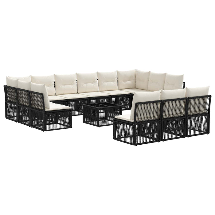 Set de canapele pentru grădină 14 pcs Negru poliratan - WALTI WALTI