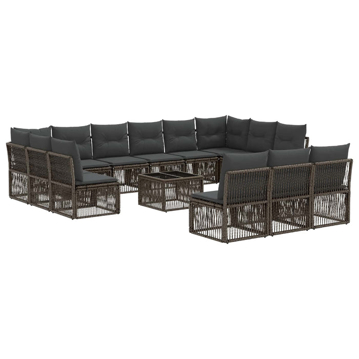 Set de canapele pentru grădină 14 pcs Gri poliratan - WALTI WALTI