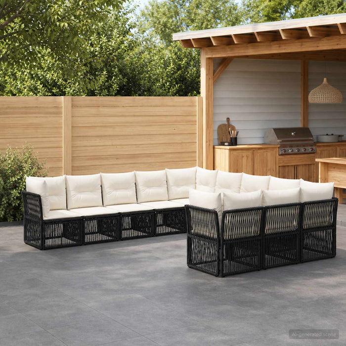 Set de canapele pentru grădină 11 pcs Negru poliratan - WALTI WALTI