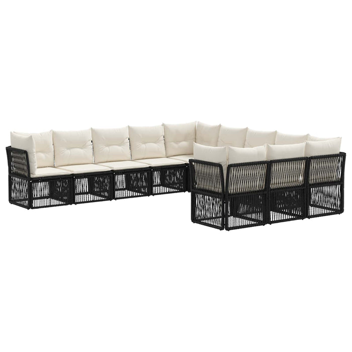 Set de canapele pentru grădină 11 pcs Negru poliratan WALTI