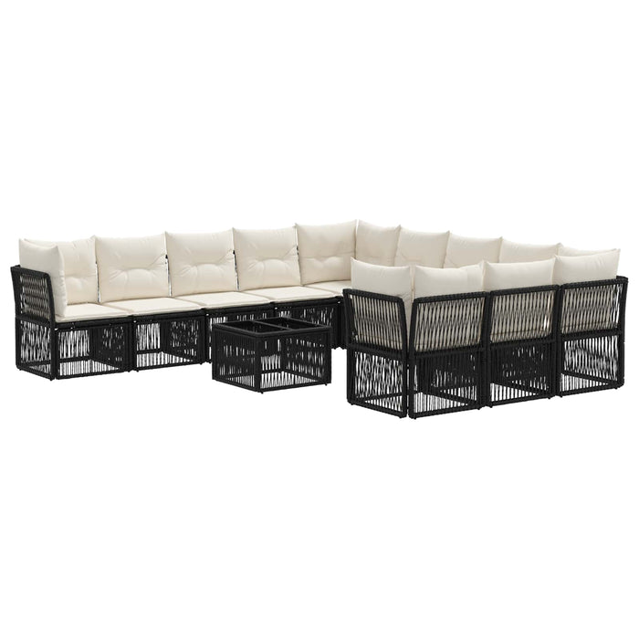 Set de canapele pentru grădină 12 pcs Negru poliratan - WALTI WALTI