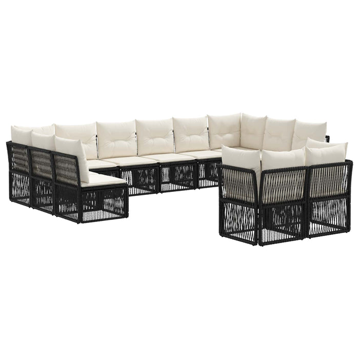 Set de canapele pentru grădină 12 pcs Negru poliratan WALTI