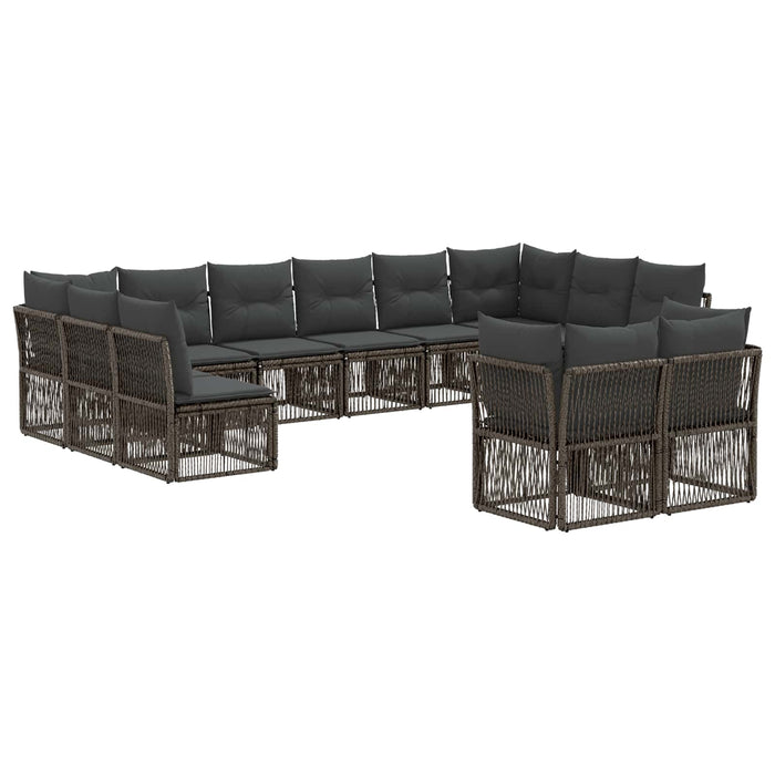 Set de canapele pentru grădină 12 pcs Gri poliratan WALTI