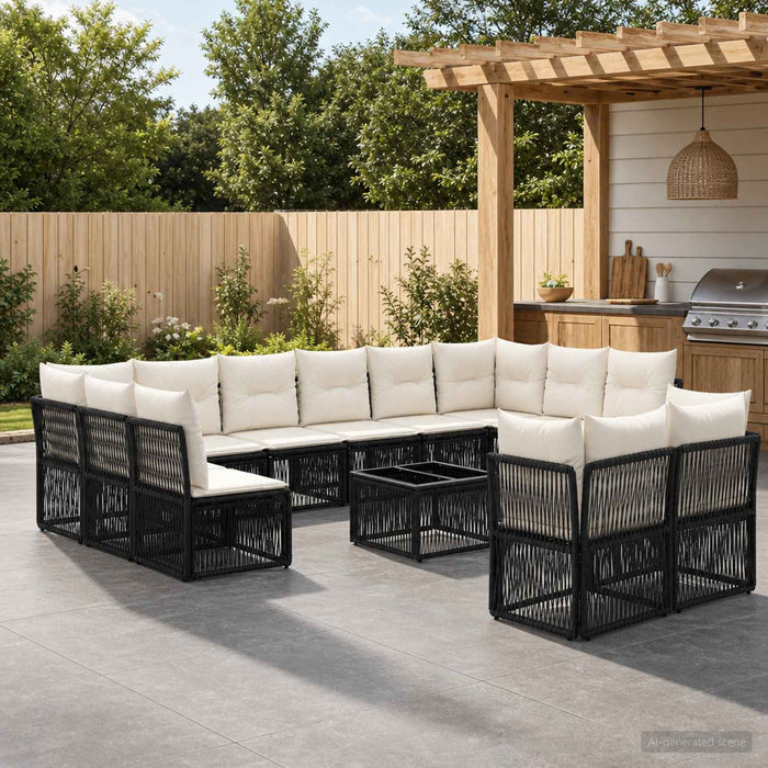 Set de canapele pentru grădină 13 pcs Negru poliratan - WALTI WALTI