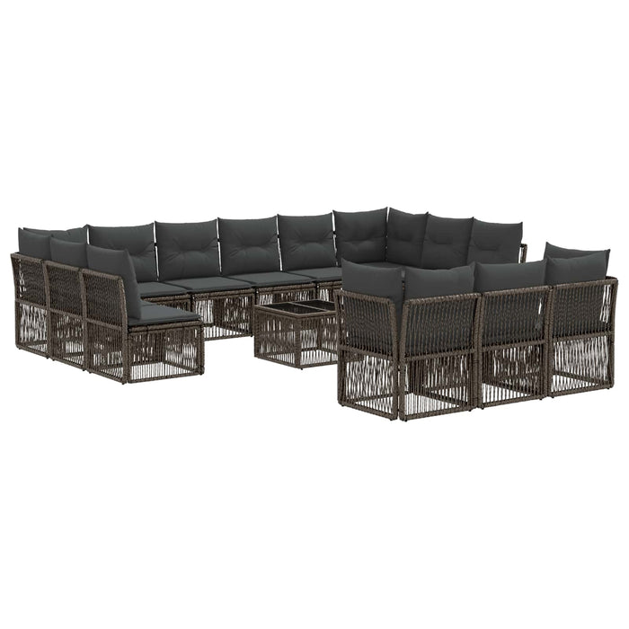 Set de canapele pentru grădină 14 pcs Gri poliratan - WALTI WALTI