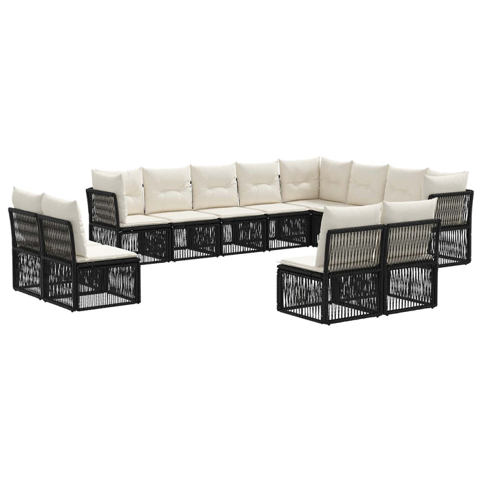 Set de canapele pentru grădină 12 pcs Negru poliratan WALTI