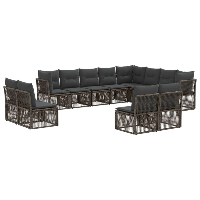 Set de canapele pentru grădină 12 pcs Gri poliratan WALTI