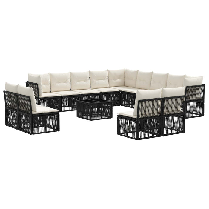 Set de canapele pentru grădină 14 pcs Negru poliratan - WALTI WALTI