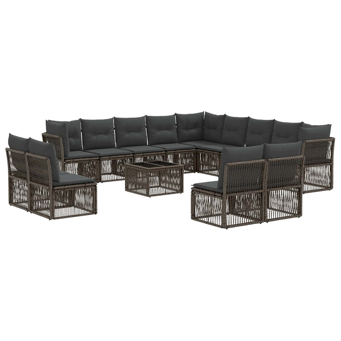 Set de canapele pentru grădină 14 pcs Gri poliratan - WALTI WALTI